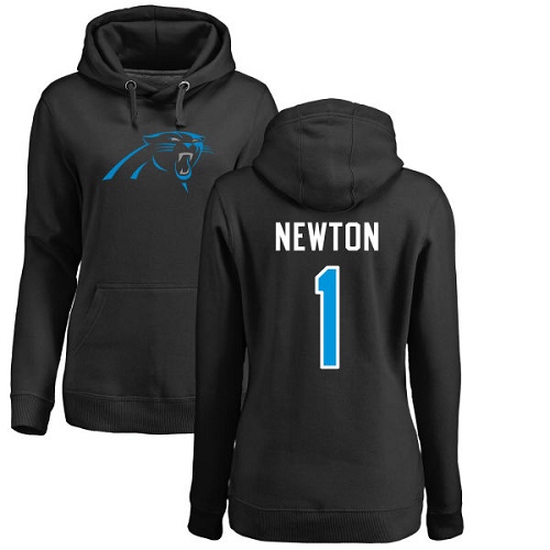 Carolina Panthers Black Women Cam Newton Name and Number Logo NFL Football 1 Pullover Hoodie Sweatshirts